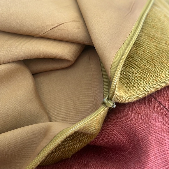 Andrea Jovine 100% linen Short Sleeve Colorblock Dress - Gold ,Orange, Black - Picture 7 of 7